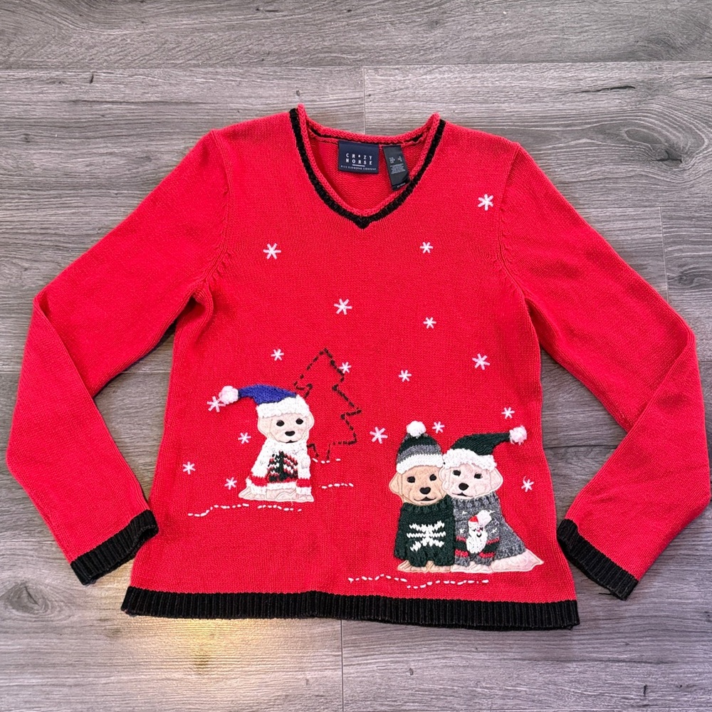 Liz Claiborne Red Sweater with Snowflake Accents